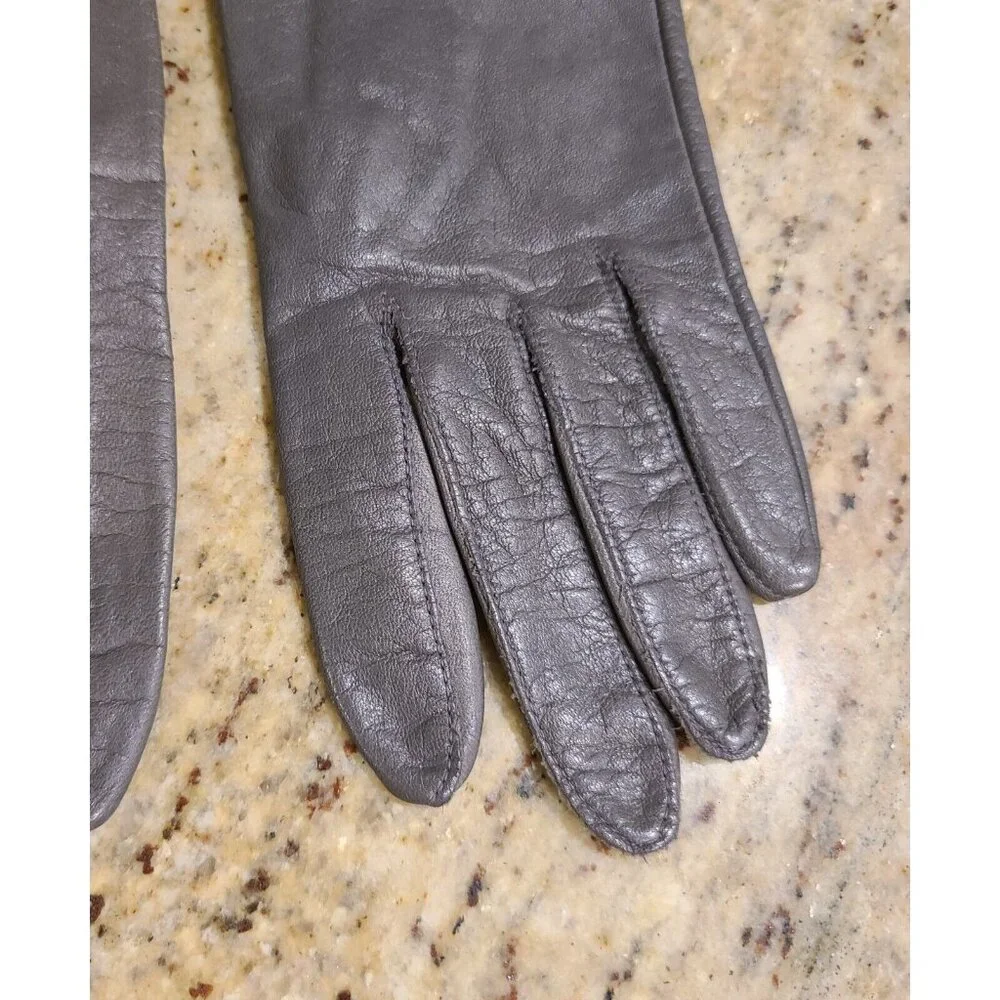 Vintage Size S 6.5 Gray Leather Lined 8